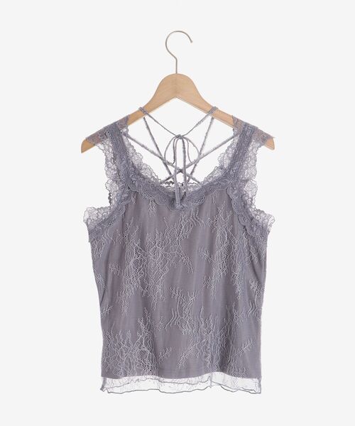 MAJESTIC LEGON(マジェスティックレゴン)の「レースクロスホルタータンク(タンクトップ・レディース・ベージュ/オフホワイト/チャコールグレー/ブラック・MEDIUM)」の19枚目の写真