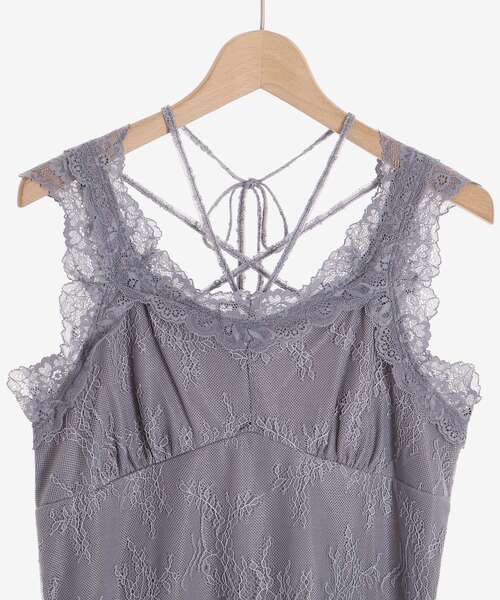 MAJESTIC LEGON(マジェスティックレゴン)の「レースクロスホルタータンク(タンクトップ・レディース・ベージュ/オフホワイト/チャコールグレー/ブラック・MEDIUM)」の20枚目の写真