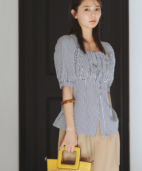 N.(N. Natural Beauty Basic)(エヌエヌナチュラルビューティーベーシック)の「◆フロントボタンビスチェブラウス(シャツ/ブラウス・レディース・ブラック系その他/ブルー系その他/ブラック・MEDIUM)」の1枚目の写真