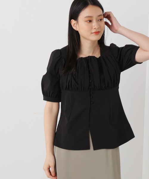 N.(N. Natural Beauty Basic)(エヌエヌナチュラルビューティーベーシック)の「◆フロントボタンビスチェブラウス(シャツ/ブラウス・レディース・ブラック系その他/ブルー系その他/ブラック・MEDIUM)」の2枚目の写真