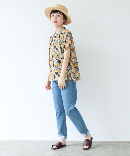 ＊最終価格＊アトリエドゥサボンまぎれこむフルーツとおはなのプリントワンピ アトリエドゥサボン まぎれこむフルーツとおはなのプリント