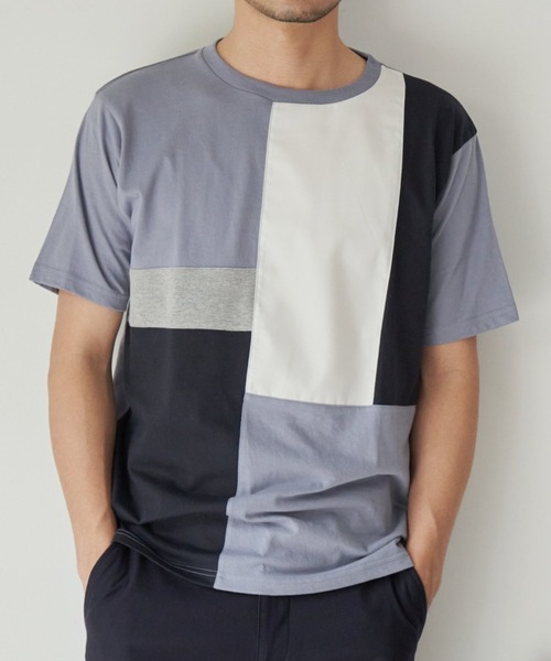 ikka イッカ ネルニット切り替えシャツ 綿100％ 厚手 ブラウン おしゃれ TRツイル切り替えTシャツ,ikka| TOKYO DESIGN CHANNEL
