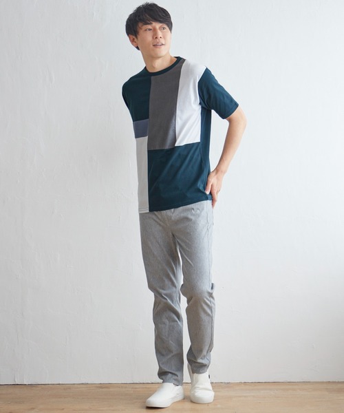 ikka(イッカ)の「TRツイル切り替えTシャツ(Tシャツ/カットソー・メンズ・ネイビー/グリーン/ホワイト/ブルー・XL/M/S/L)」の8枚目の写真