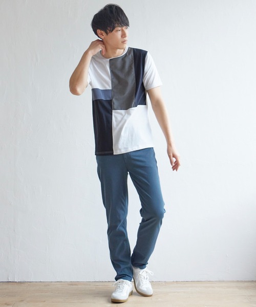 ikka(イッカ)の「TRツイル切り替えTシャツ(Tシャツ/カットソー・メンズ・ネイビー/グリーン/ホワイト/ブルー・XL/M/S/L)」の10枚目の写真