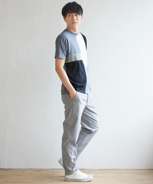 ikka(イッカ)の「TRツイル切り替えTシャツ(Tシャツ/カットソー・メンズ・ネイビー/グリーン/ホワイト/ブルー・XL/M/S/L)」の5枚目の写真
