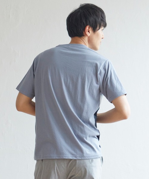 ikka(イッカ)の「TRツイル切り替えTシャツ(Tシャツ/カットソー・メンズ・ネイビー/グリーン/ホワイト/ブルー・XL/M/S/L)」の9枚目の写真
