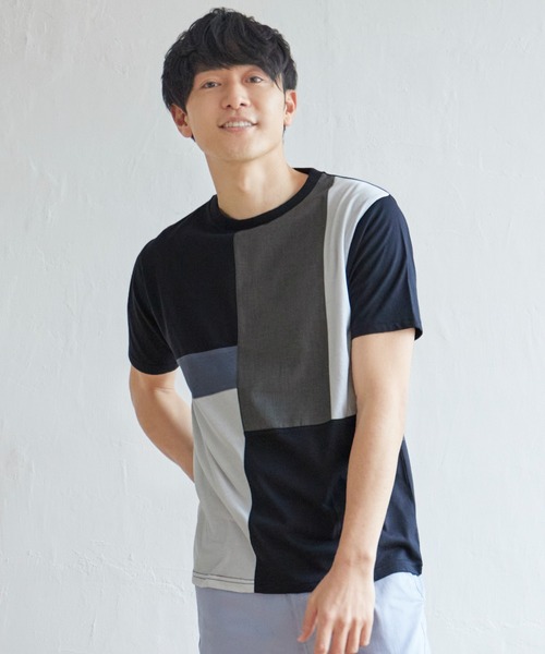 ikka(イッカ)の「TRツイル切り替えTシャツ(Tシャツ/カットソー・メンズ・ネイビー/グリーン/ホワイト/ブルー・XL/M/S/L)」の14枚目の写真