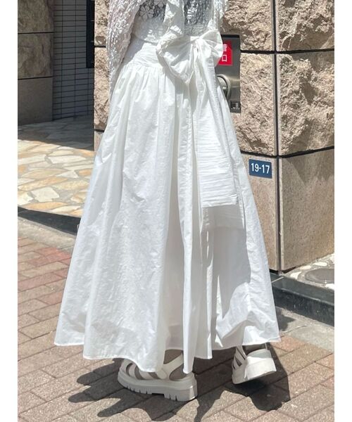 merry jenny（メリージェニー）の「wrapリボンタフタスカート（スカート・レディース・ピンク/オフホワイト/ブラック・FREE）」の2枚目の写真