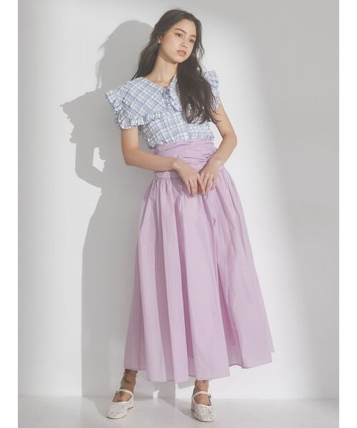 merry jenny（メリージェニー）の「wrapリボンタフタスカート（スカート・レディース・ピンク/オフホワイト/ブラック・FREE）」の5枚目の写真