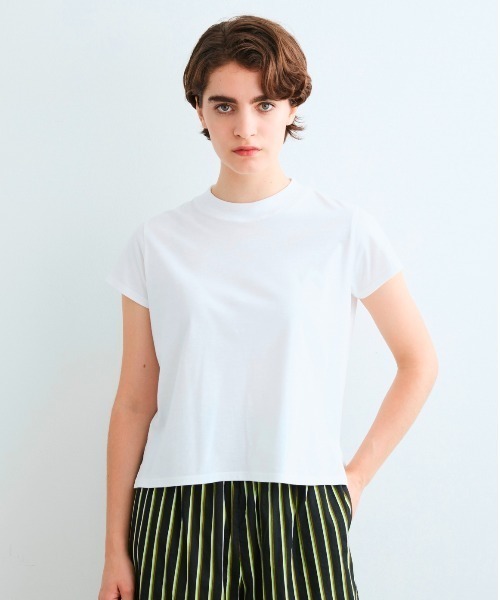 three dots(スリードッツ)の「サンデッドジャージー ミニTシャツ(Tシャツ/カットソー・レディース・ホワイト/ブラック/ライトグリーン/ネイビー・MEDIUM/SMALL)」の2枚目の写真