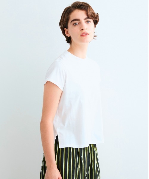 three dots(スリードッツ)の「サンデッドジャージー ミニTシャツ(Tシャツ/カットソー・レディース・ホワイト/ブラック/ライトグリーン/ネイビー・MEDIUM/SMALL)」の10枚目の写真