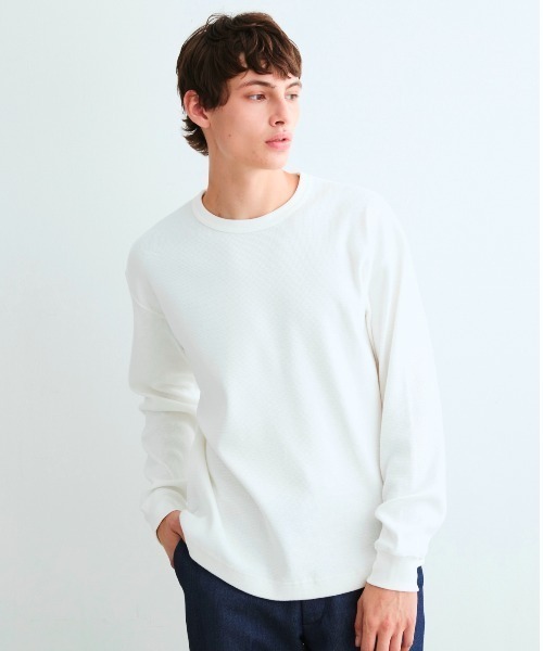 three dots（スリードッツ）の「スーピマベアワッフル スウェット