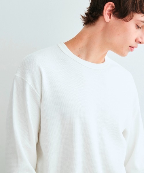 three dots(スリードッツ)の「スーピマベアワッフル スウェットシャツ(スウェット・メンズ・ホワイト/ブラック/ライトグリーン・LARGE/MEDIUM/SMALL)」の9枚目の写真