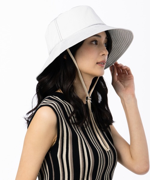 セール】配色ステッチつば広バケットハット（ハット）｜QUEENHEAD