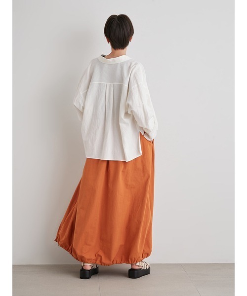 emmi（エミ）の「【emmi atelier】リネン混ビッグポケットシャツ（シャツ/ブラウス・レディース・ベージュ/ブルー/サックスブルー/オフホワイト・FREE）」の9枚目の写真