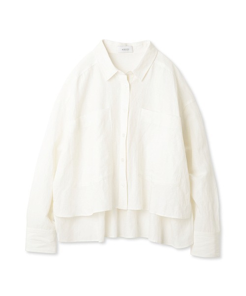 emmi（エミ）の「【emmi atelier】リネン混ビッグポケットシャツ（シャツ/ブラウス・レディース・ベージュ/ブルー/サックスブルー/オフホワイト・FREE）」の18枚目の写真