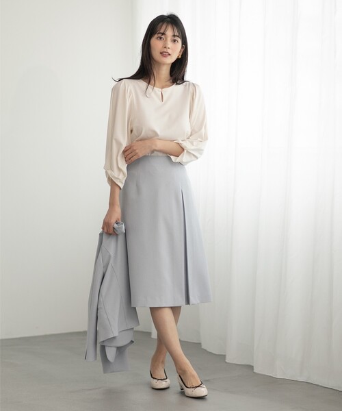 index（インデックス）の「◆ツイストスリーブトップス【接触冷感/洗濯機洗い可】（Tシャツ/カットソー・レディース・ライトブルー/イエロー系その他/オフホワイト/ネイビー・36/38/40/42）」の10枚目の写真