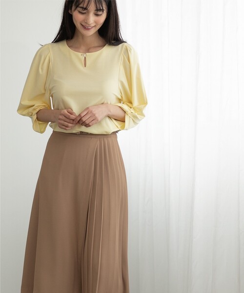 index（インデックス）の「◆ツイストスリーブトップス【接触冷感/洗濯機洗い可】（Tシャツ/カットソー・レディース・ライトブルー/イエロー系その他/オフホワイト/ネイビー・36/38/40/42）」の14枚目の写真