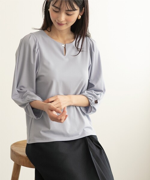 index（インデックス）の「◆ツイストスリーブトップス【接触冷感/洗濯機洗い可】（Tシャツ/カットソー・レディース・ライトブルー/イエロー系その他/オフホワイト/ネイビー・36/38/40/42）」の17枚目の写真