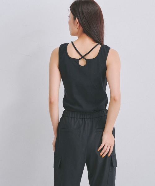 Droite lautreamont（ドロワットロートレアモン）の「リブ2WAYタンクトップ《洗濯機で洗える》（キャミソール・レディース・オフホワイト/ブラック/オレンジ・M）」の3枚目の写真