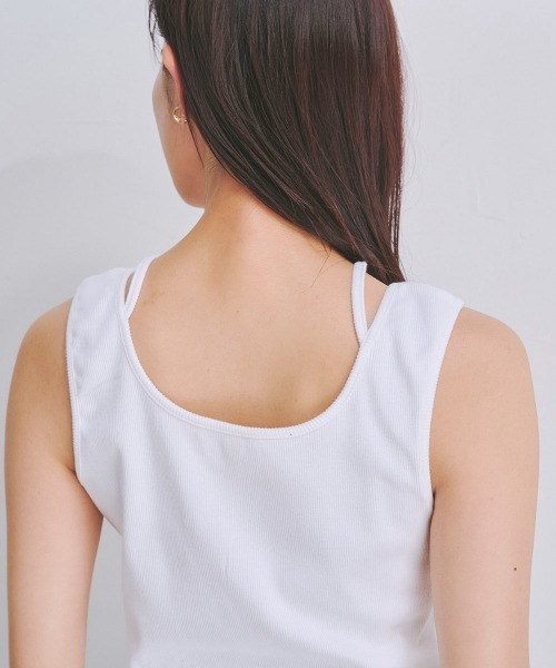 Droite lautreamont（ドロワットロートレアモン）の「リブ2WAYタンクトップ《洗濯機で洗える》（キャミソール・レディース・オフホワイト/ブラック/オレンジ・M）」の12枚目の写真