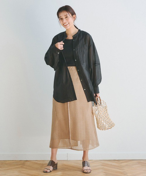 Droite lautreamont（ドロワットロートレアモン）の「リブ2WAYタンクトップ《洗濯機で洗える》（キャミソール・レディース・オフホワイト/ブラック/オレンジ・M）」の8枚目の写真