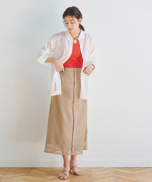 Droite lautreamont（ドロワットロートレアモン）の「リブ2WAYタンクトップ《洗濯機で洗える》（キャミソール・レディース・オフホワイト/ブラック/オレンジ・M）」の13枚目の写真