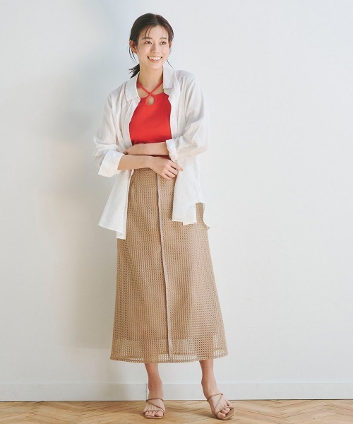 Droite lautreamont（ドロワットロートレアモン）の「リブ2WAYタンクトップ《洗濯機で洗える》（キャミソール・レディース・オフホワイト/ブラック/オレンジ・M）」の21枚目の写真