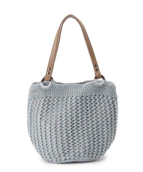 SHOO・LA・RUE（シューラルー）の「◆ウッドポイント ニット バルーン トートバッグ（トートバッグ・レディース・ブラック/グレー/アイボリー・00）」の3枚目の写真