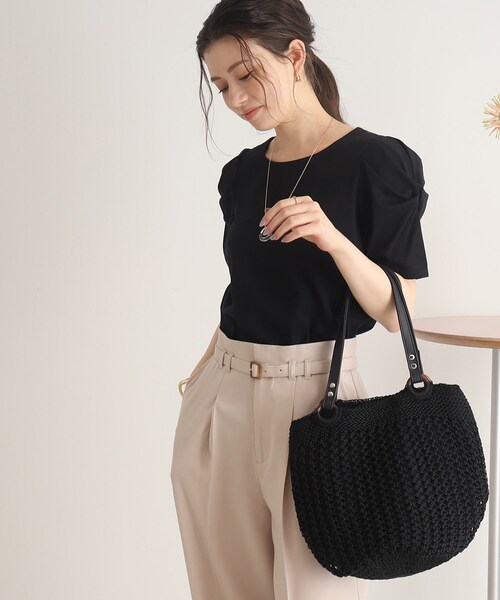 SHOO・LA・RUE（シューラルー）の「◆ウッドポイント ニット バルーン トートバッグ（トートバッグ・レディース・ブラック/グレー/アイボリー・00）」の14枚目の写真