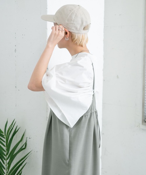 KBF(ケイビーエフ)の「ドッキングボリュームスリーブTEE(Tシャツ/カットソー・レディース・ブラック/グリーン系その他/オフホワイト・ONE)」の6枚目の写真