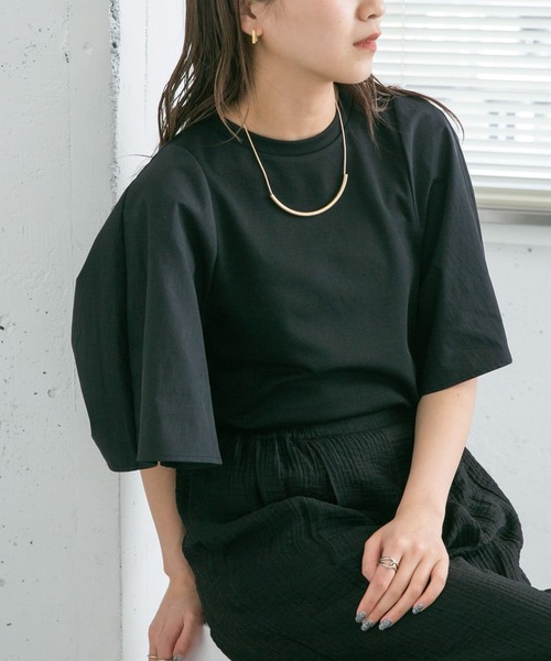 KBF(ケイビーエフ)の「ドッキングボリュームスリーブTEE(Tシャツ/カットソー・レディース・ブラック/グリーン系その他/オフホワイト・ONE)」の14枚目の写真