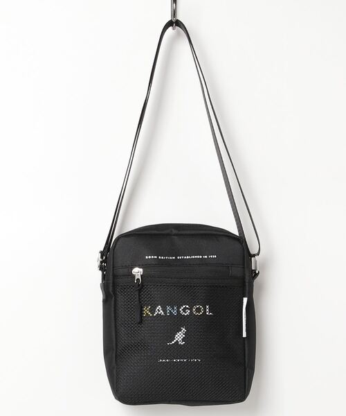 MK ブラック ショルダーバッグ セール】【KANGOL】フロントZIPスクエア型ショルダーバッグ KGSA