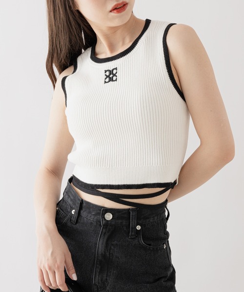 Chico(チコ)の「ワンポイント刺繍ウエストリボンタンク(タンクトップ・レディース・ホワイト/ブラック/イエロー/ピンク・FREE)」の12枚目の写真