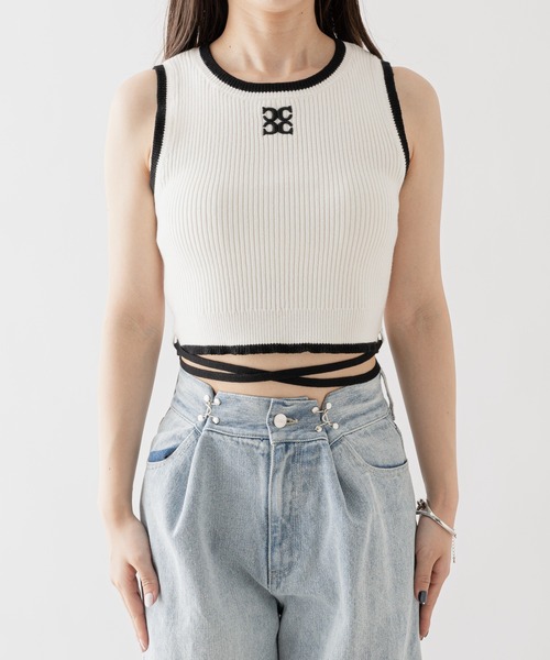 Chico(チコ)の「ワンポイント刺繍ウエストリボンタンク(タンクトップ・レディース・ホワイト/ブラック/イエロー/ピンク・FREE)」の16枚目の写真