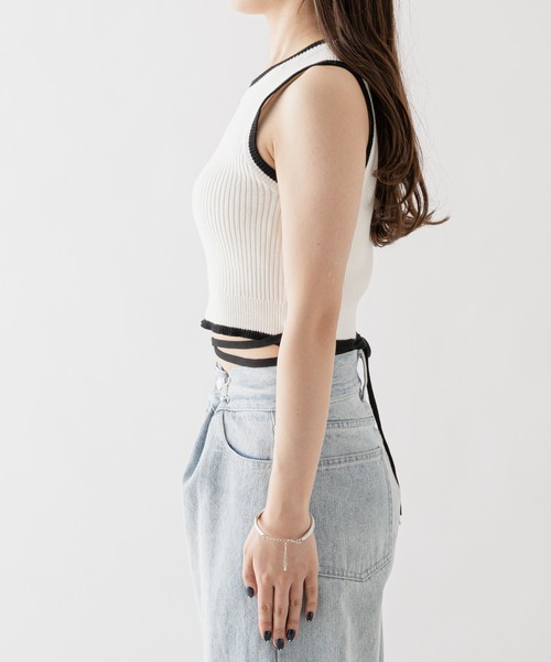 Chico(チコ)の「ワンポイント刺繍ウエストリボンタンク(タンクトップ・レディース・ホワイト/ブラック/イエロー/ピンク・FREE)」の17枚目の写真