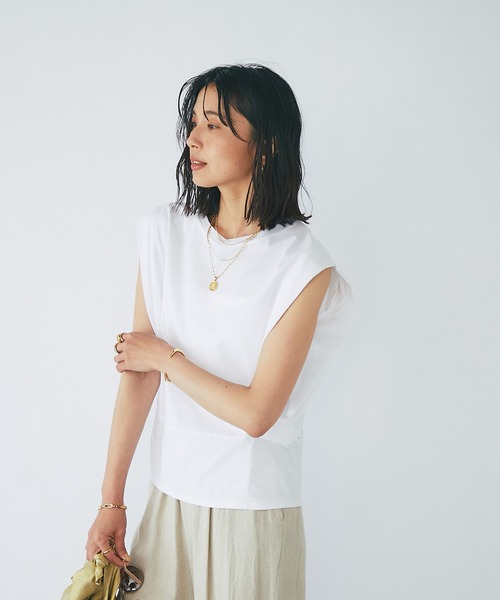 RIVE DROITE(リヴドロワ)の「ショルダータックスリーブカットソー(Tシャツ/カットソー・レディース・ライトベージュ/ブラック/ホワイト・FREE)」の8枚目の写真