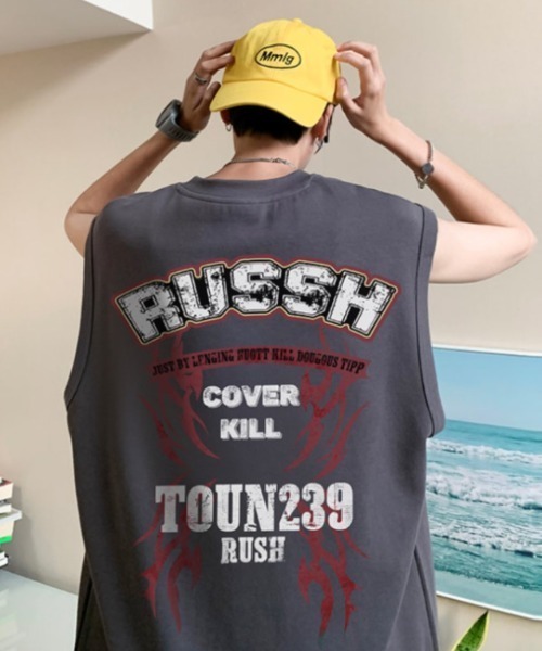 MGV(エムジーヴィー)の「”RUSSH"ノースリーブTシャツ(タンクトップ・メンズ・ホワイト/グレー/ブラック・MEDIUM/LARGE/X-LARGE)」の12枚目の写真