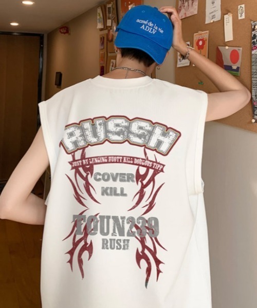 MGV(エムジーヴィー)の「”RUSSH"ノースリーブTシャツ(タンクトップ・メンズ・ホワイト/グレー/ブラック・MEDIUM/LARGE/X-LARGE)」の6枚目の写真