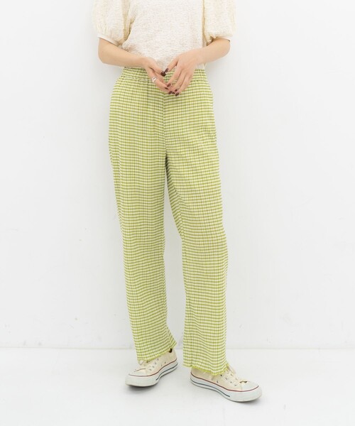 335【ほぼ新品】Theory シルク100 チェック シアーイージーパンツ S セール】ワッシャーチェックイージーパンツ（その他パンツ