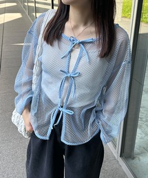 2wayメッシュリボンカーディガン