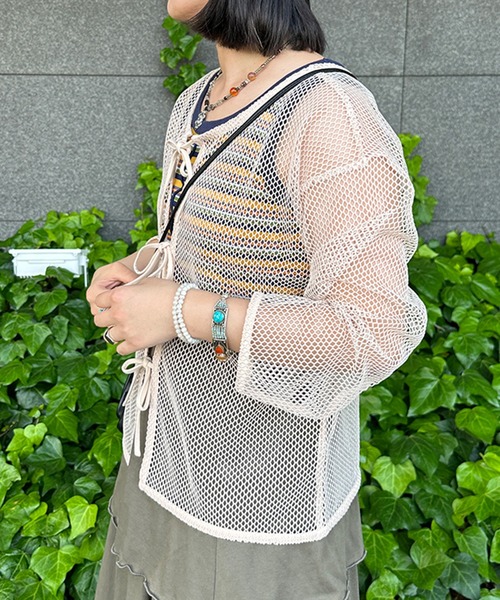 kutir（クティール）の「2wayメッシュリボンカーディガン（カーディガン/ボレロ・レディース・ライトブルー/ブラック/アイボリー・FREE）」の15枚目の写真