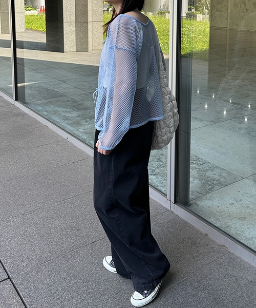 kutir（クティール）の「2wayメッシュリボンカーディガン（カーディガン/ボレロ・レディース・ライトブルー/ブラック/アイボリー・FREE）」の7枚目の写真