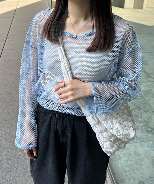 kutir（クティール）の「2wayメッシュリボンカーディガン（カーディガン/ボレロ・レディース・ライトブルー/ブラック/アイボリー・FREE）」の9枚目の写真