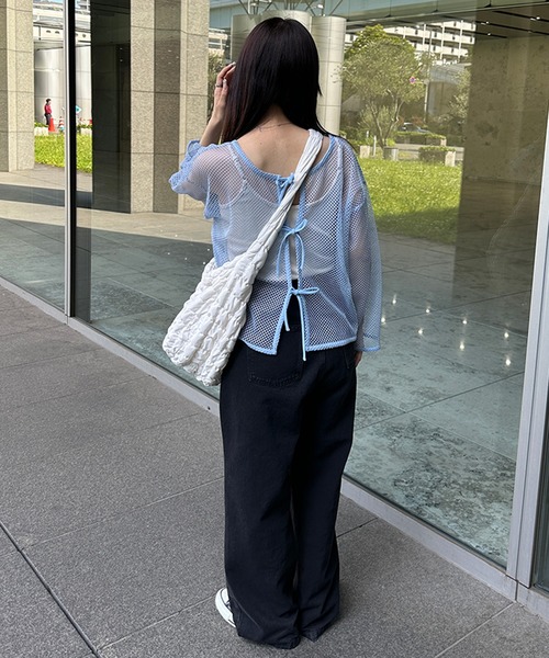 kutir（クティール）の「2wayメッシュリボンカーディガン（カーディガン/ボレロ・レディース・ライトブルー/ブラック/アイボリー・FREE）」の12枚目の写真