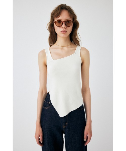 MOUSSY(マウジー)の「ASYMMETRY HEM KNIT タンクトップ(タンクトップ・レディース・レッド/オフホワイト/ライム/グレー・FREE)」の2枚目の写真