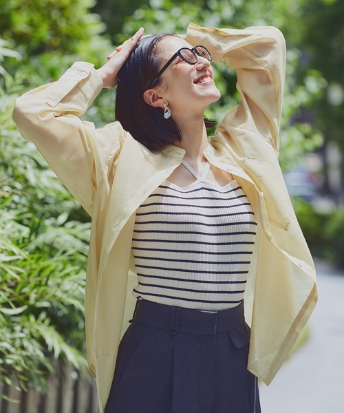 N.（N. Natural Beauty Basic）（エヌエヌナチュラルビューティーベーシック）の「◆バンドカラーシアーシャツ（シャツ/ブラウス・レディース・ブルー/ベージュ/イエロー/ピンク/オフホワイト/ナチュラル・MEDIUM）」の5枚目の写真