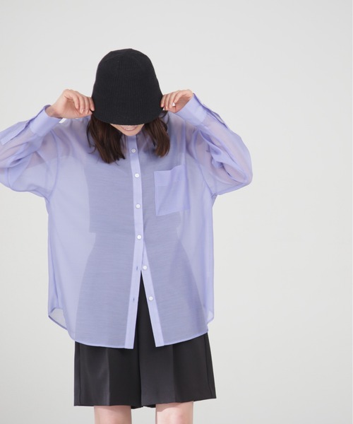 N.（N. Natural Beauty Basic）（エヌエヌナチュラルビューティーベーシック）の「◆バンドカラーシアーシャツ（シャツ/ブラウス・レディース・ブルー/ベージュ/イエロー/ピンク/オフホワイト/ナチュラル・MEDIUM）」の22枚目の写真