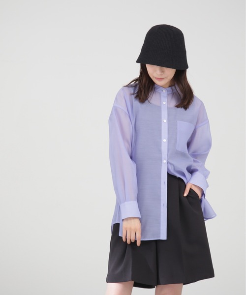 N.（N. Natural Beauty Basic）（エヌエヌナチュラルビューティーベーシック）の「◆バンドカラーシアーシャツ（シャツ/ブラウス・レディース・ブルー/ベージュ/イエロー/ピンク/オフホワイト/ナチュラル・MEDIUM）」の19枚目の写真