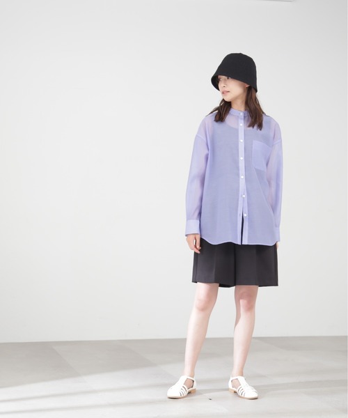 N.（N. Natural Beauty Basic）（エヌエヌナチュラルビューティーベーシック）の「◆バンドカラーシアーシャツ（シャツ/ブラウス・レディース・ブルー/ベージュ/イエロー/ピンク/オフホワイト/ナチュラル・MEDIUM）」の15枚目の写真